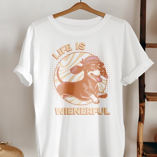 Roligt Retro Dachshund Weiner Hund: "Livet är gene T Shirt (This fun and quirky design features an adorable dachshund, complete with a cute fedora hat!)