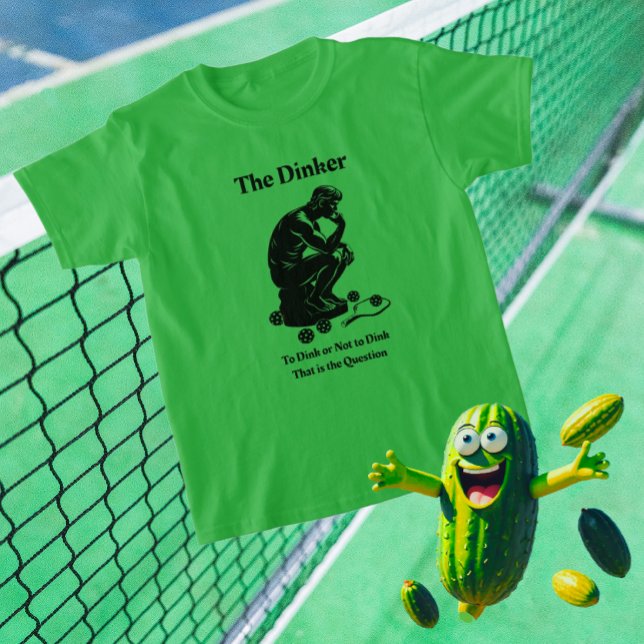 Roligt Retro Dinker Pickleball T-Shirt (Pickleball green!)