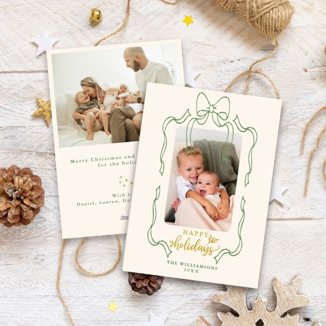 Roligt Retro-familjfoto i julklapp Lycklig Julkort (Skapare uppladdad)