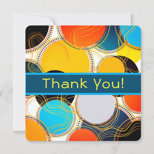 Roligt Retro-färgfull geometrisk Abstrakt Tack Kort (Framsida)