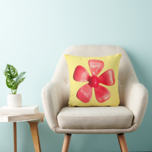 Roligt Retro Flower på Butter Gult Lycklig Hippie  Kudde