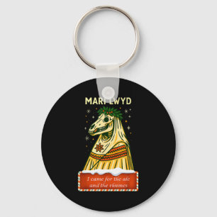 Roligt Retro Folklore Skelett Häst Mari Lwyd Yule Nyckelring