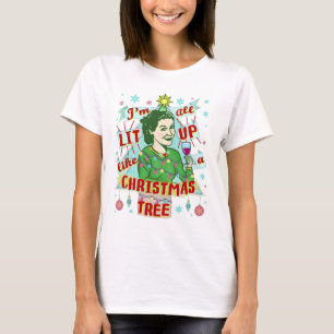 Roligt Retro för jul som tändas upp att dricka T Shirt