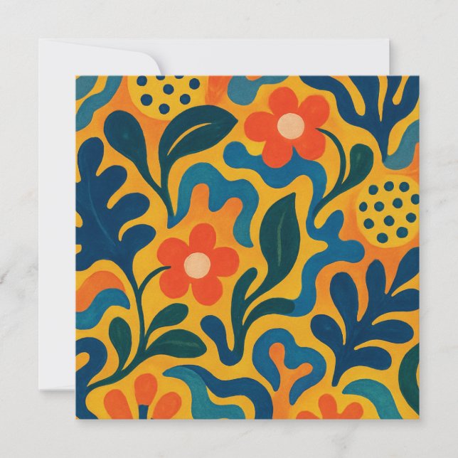 Roligt Retro Garden Collage Mönster Motif Inbjudningar (Framsida)