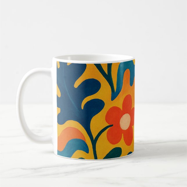 Roligt Retro Garden Collage Mönster Motif Kaffemugg (Vänster)