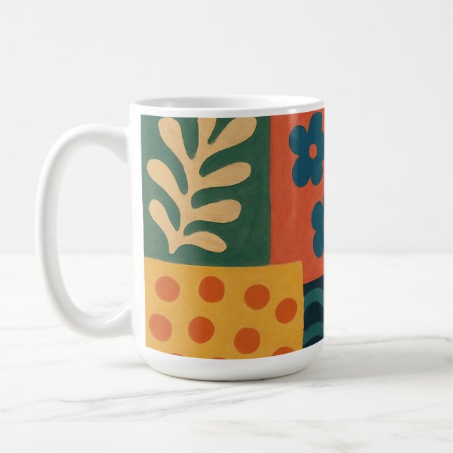 Roligt Retro Garden Collage Mönster Motif Kaffemugg (Vänster)