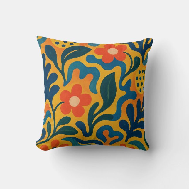 Roligt Retro Garden Collage Mönster Motif Kudde (Framsida)