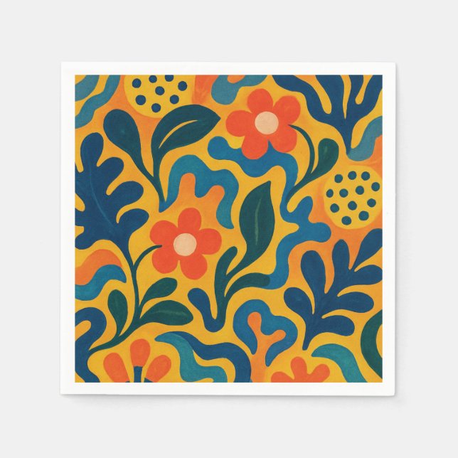 Roligt Retro Garden Collage Mönster Motif Pappersservett (Framsidan)