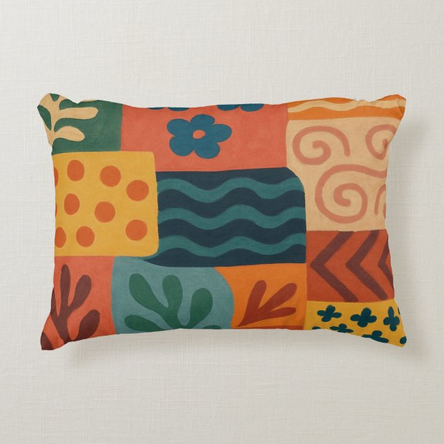 Roligt Retro Garden Collage Mönster Motif Prydnadskudde (Framsidan)