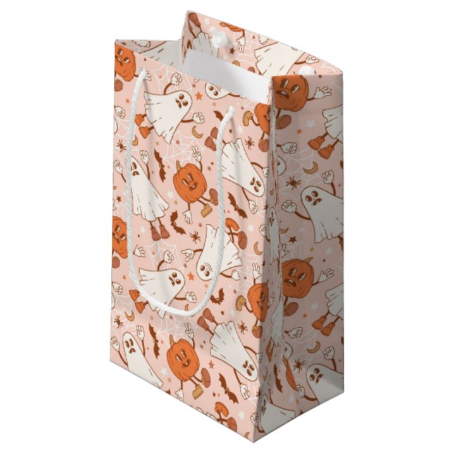 Roligt Retro Ghost & Jack-O-Lantern Mönster (Framsidan Vinklad)