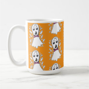 Roligt Retro Ghost Mönster Halloween Vintage Teckn Kaffemugg