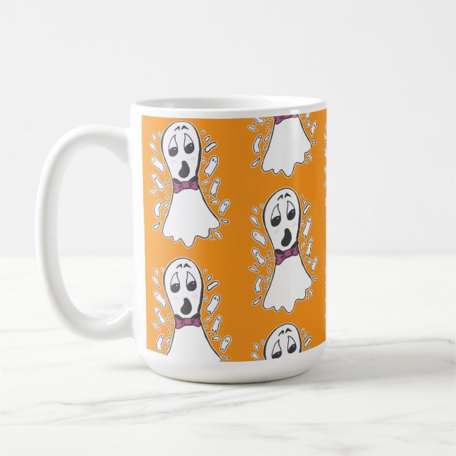 Roligt Retro Ghost Mönster Halloween Vintage Teckn Kaffemugg (Vänster)