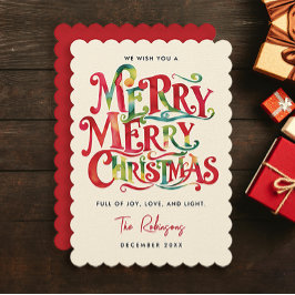 Roligt Retro God jul Färgfärgad vattenfärgstyp