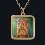 Roligt Retro Hawaiian Wood Carving Tiki Ansikte Ph Guldpläterat Halsband<br><div class="desc">Vem kan motstå ett ansikte som detta? Sten den ön stil när du bäror den här söta roligten, hätska, retro Hawaiian wooden tiki ansikte fotocharm necklace. Detta halsband finns i små, medelstora och stora storlekar, såväl som i kvadratiska och cirkelformade former. Du kan beställa detta halsband i ditt val av...</div>