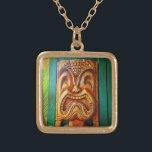 Roligt Retro Hawaiian Wood Carving Tiki Ansikte Ph Guldpläterat Halsband<br><div class="desc">Vem kan motstå ett ansikte som detta? Sten den ön stil när du bäror den här söta roligten, hätska, retro Hawaiian wooden tiki ansikte fotocharm necklace. Detta halsband finns i små, medelstora och stora storlekar, såväl som i kvadratiska och cirkelformade former. Du kan beställa detta halsband i ditt val av...</div>