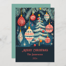 Roligt Retro Julgranar Ornaments Julkort