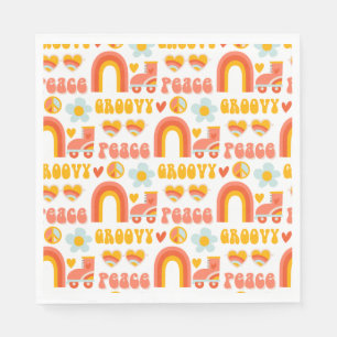 Roligt Retro Modern hippie ord och regnbåge Pappersservett