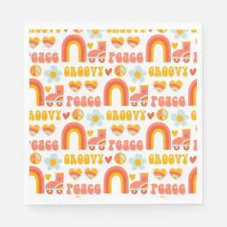 Roligt Retro Modern hippie ord och regnbåge Pappersservett