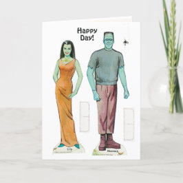 Roligt Retro Munsters 👾 Reproduction Papper Doll Kort