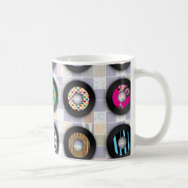 Roligt Retro Music Illustrated Vinyl Records Desig Kaffemugg