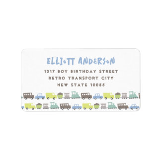 Roligt Retro Pastels Boys Leksaker Cute Transport Adressetikett