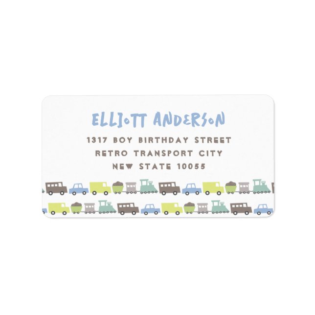 Roligt Retro Pastels Boys Leksaker Cute Transport  Adressetikett (Framsidan)