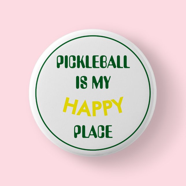 Roligt Retro Pickleball är min Lycklig Ställe Knapp (Pickleball Is My Happy Place Badge)