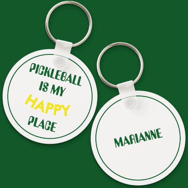 Roligt Retro Pickleball är min Lycklig Ställe Nyckelring (Pickleball Is My Happy Place Keyring)