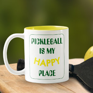 Roligt Retro Pickleball är min Lycklig Ställe Två-Tonad Mugg