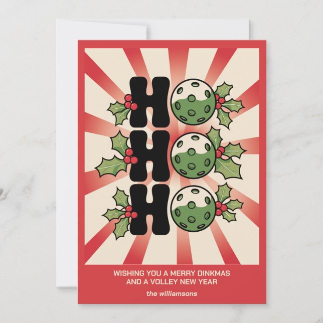Roligt Retro Pickleball-jul Din Anpassningsbar Tex Julkort (Framsida)