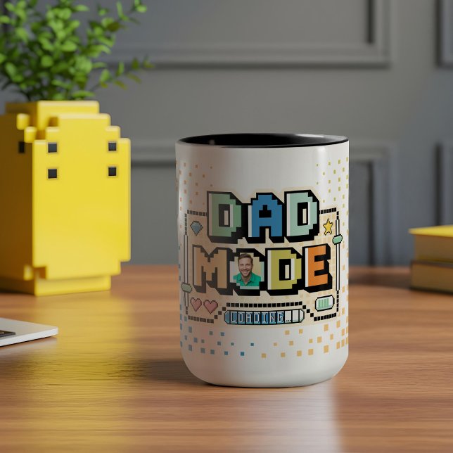 Roligt Retro Pixel Level Up Pappa Gamer Player Mugg (Fun Retro Pixel Level Up Dad Gamer Player Mug)