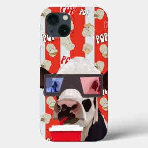 Roligt Retro Popcorn Whimsical Cow - Red Rand
