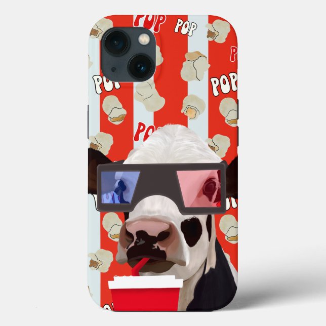 Roligt Retro Popcorn Whimsical Cow - Red Rand (Baksida)