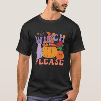 Roligt Retro-Pumpa Halloween-T-Shirt för Häxor T Shirt