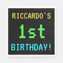 Roligt Retro/Retro-Videospel Utseende 1-års Födels Pappersservett