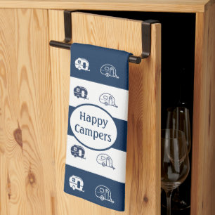 Roligt Retro RV Lycklig Campers in Navy Blue and W Kökshandduk
