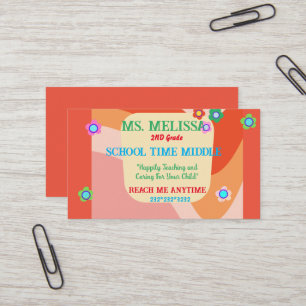 Roligt Retro School Teacher Stil Design Visitkort