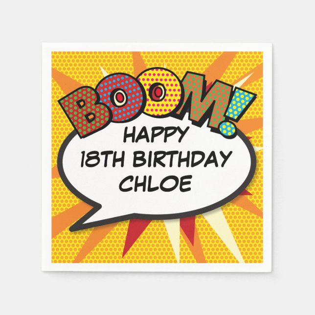 Roligt Retro Serietal Tekstballong Pappersservett (Framsidan)