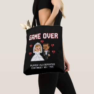 Roligt Retro-spelarbryllop "Game Over" Pixel Art Tygkasse