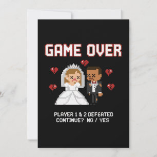 Roligt Retro-spelbröllop "Game Over" Pixel Art