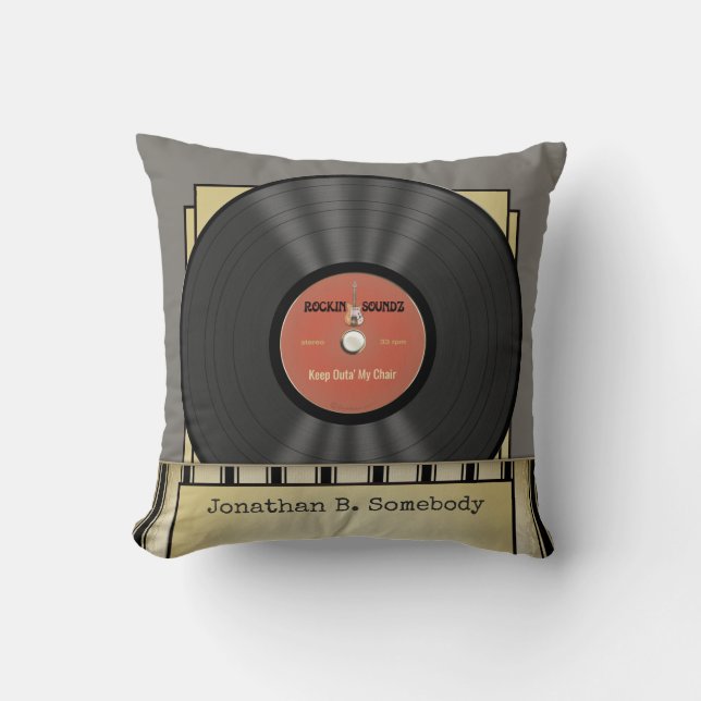 Roligt Retro stenvinylrekord Kudde (Framsida)