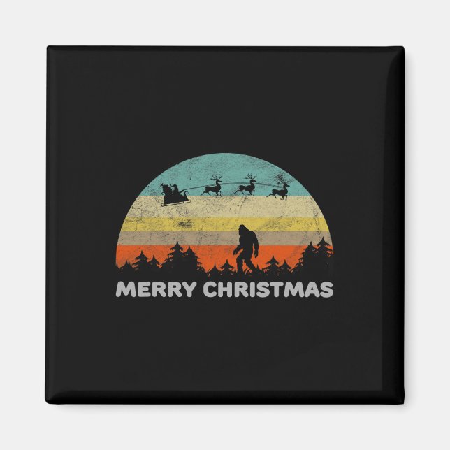 Roligt Retro Stil Big Foot God jul Yeti Magnet (Framsidan)