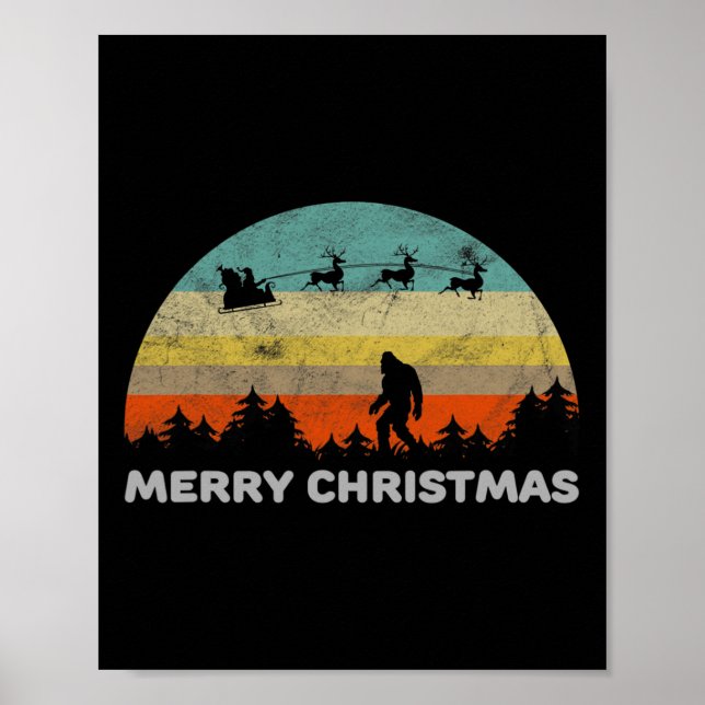 Roligt Retro Stil Big Foot God jul Yeti Poster (Framsidan)