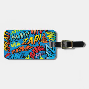 Roligt Retro Tecknad Bok Pop Art Tal Bubble Bagagebricka