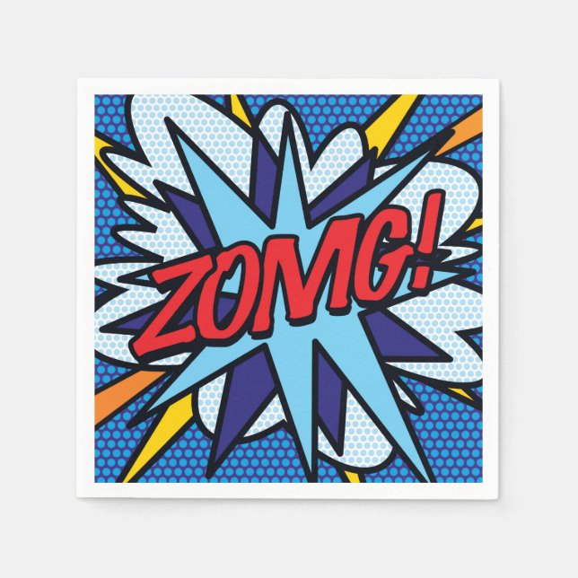 Roligt Retro Tecknad Bok ZOMG Pappersservett (Framsidan)