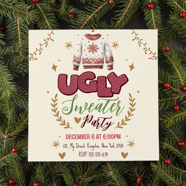 Roligt Retro Ugly God jul Party Inbjudningar (Skapare uppladdad)