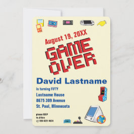 Roligt Retro Video Gamer 🎮 50:e födelsedag 40:e 6 Inbjudningar