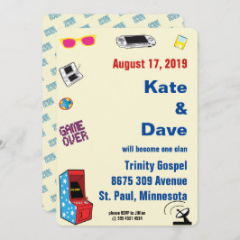 Roligt Retro Video Gamer 🎮 Bröllop Inbjudningar