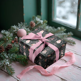 Roligt Retro Vintage jul Rosa Ribbon Watercolor Presentpapper