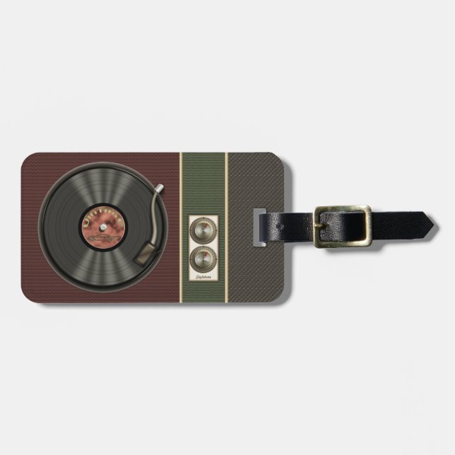 Roligt Retro vinylrekord Bagagebricka (Horisontell Framsida)